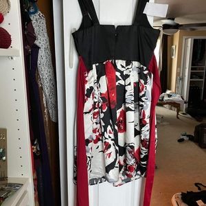 Black, Red and White Satin Short Dress
